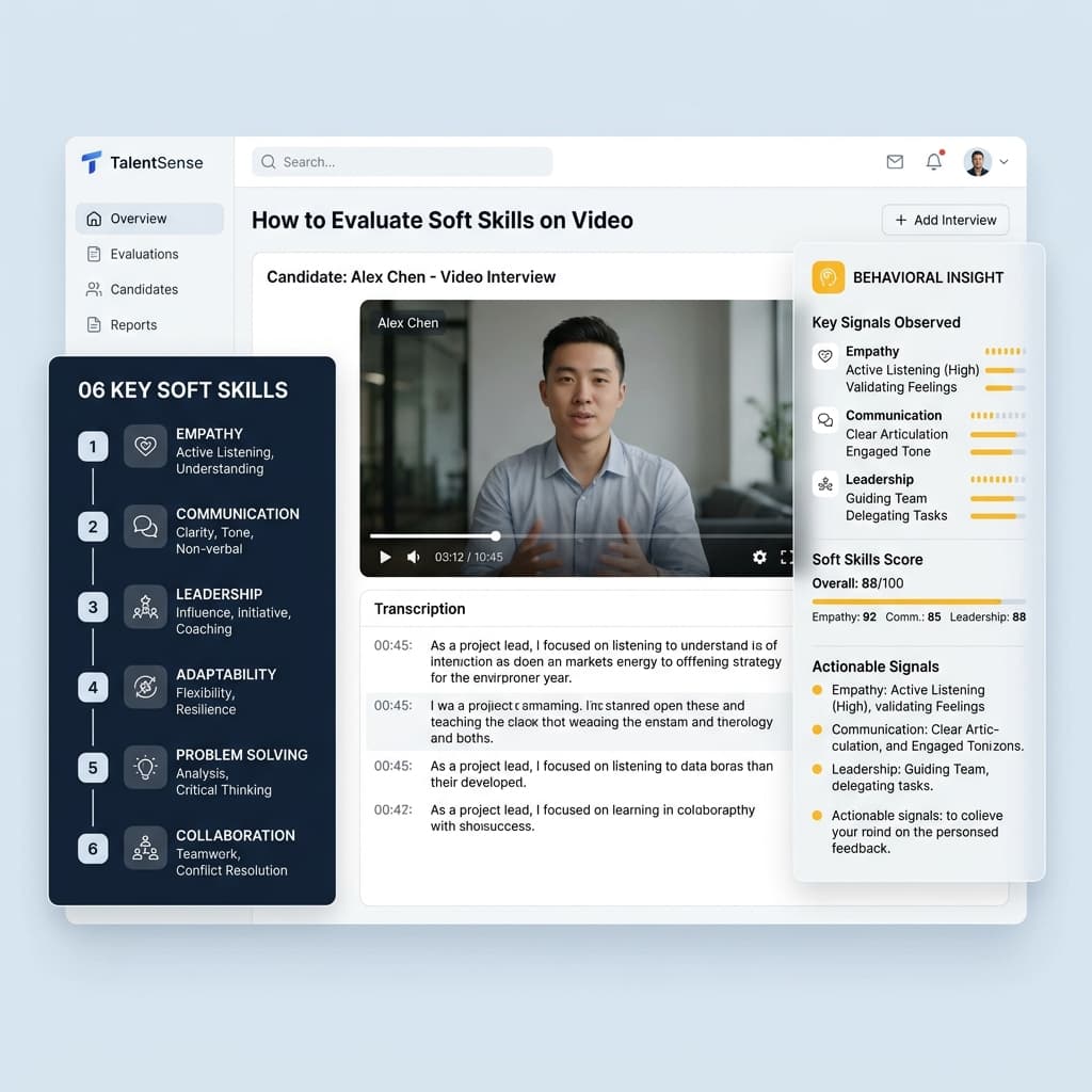 HR manager comparing a candidate scorecard from a skills test against a video response dashboard