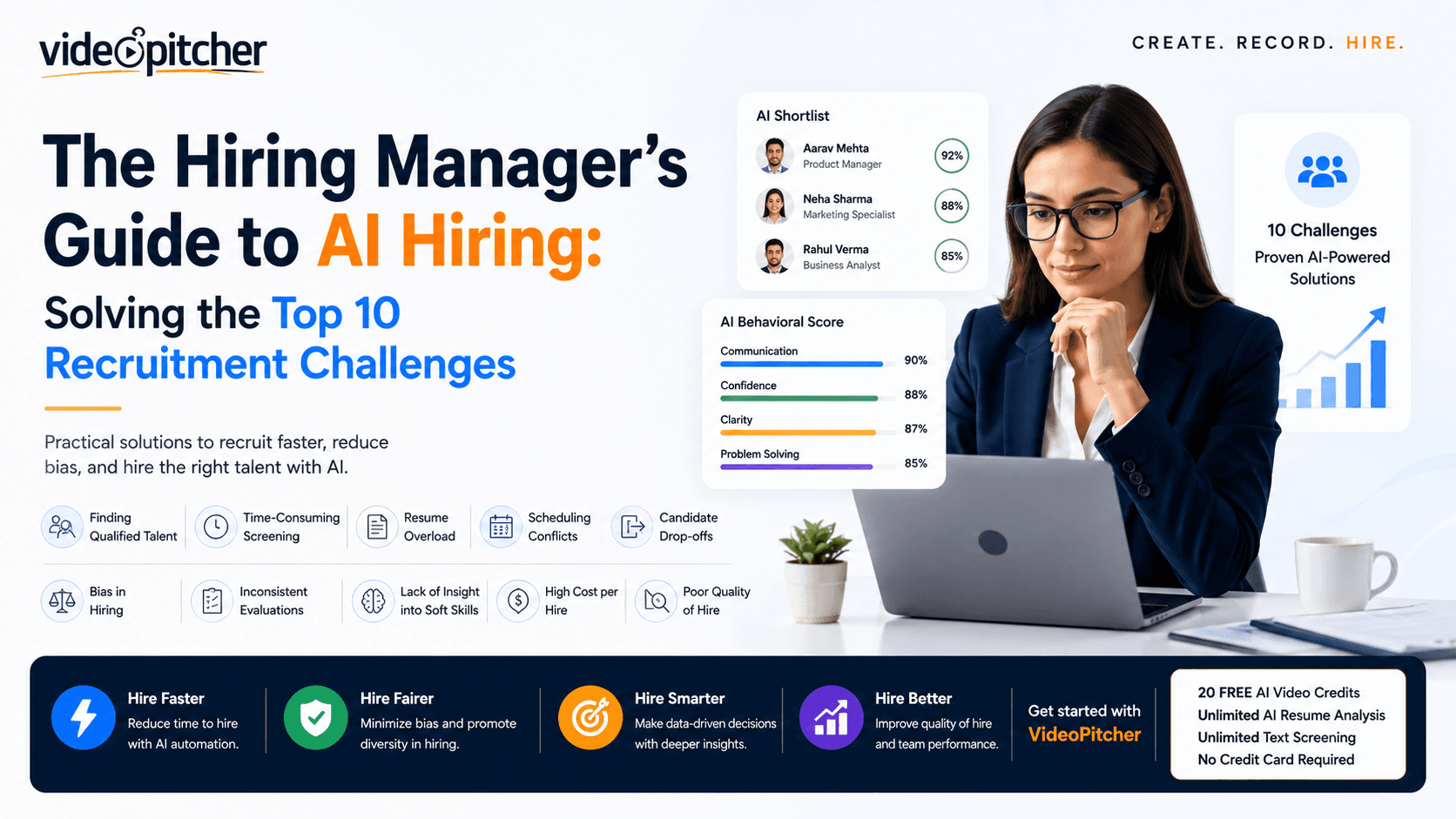 Hiring manager reviewing AI hiring dashboard with candidate screening data