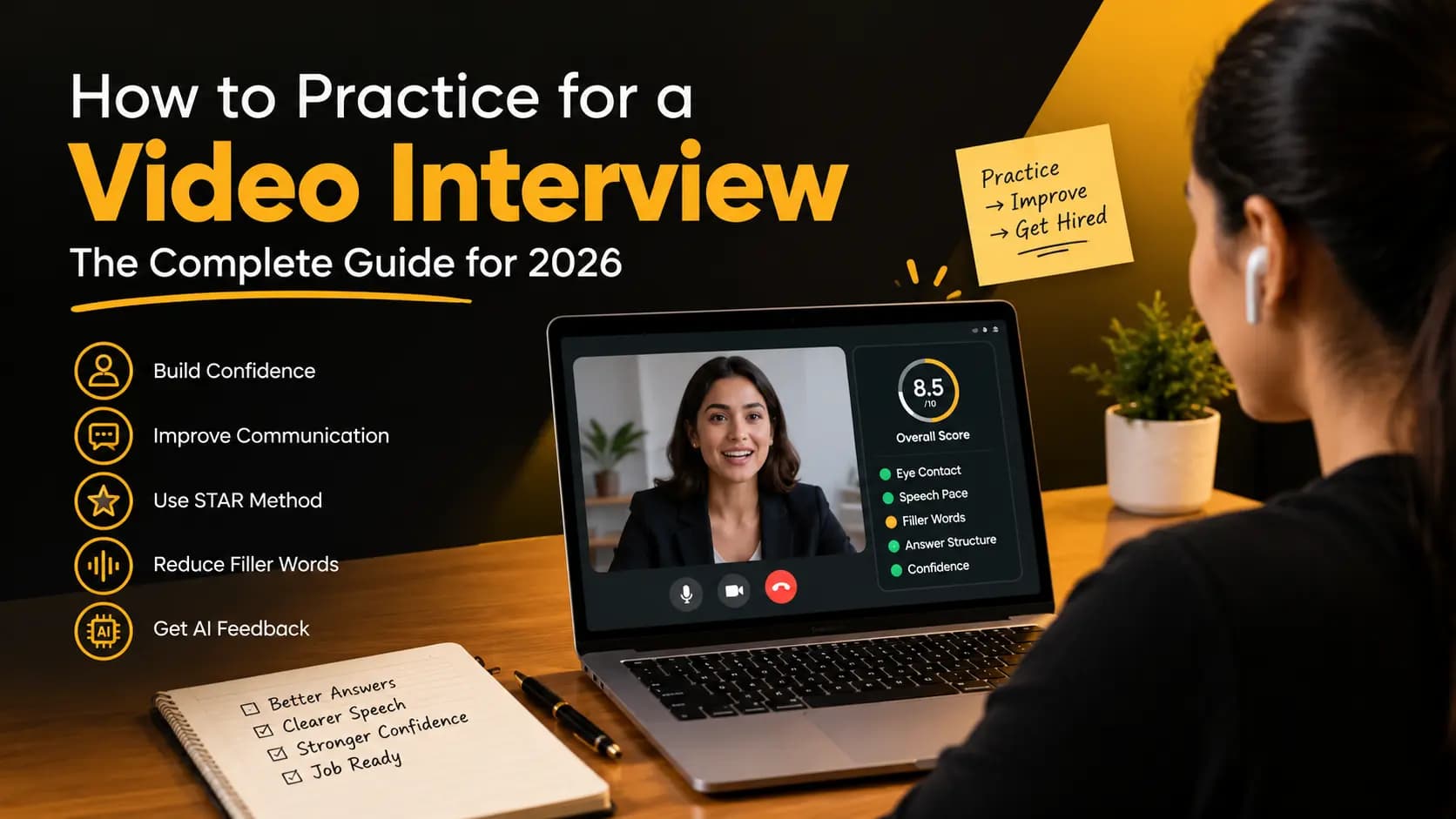 Candidate practicing for a video interview using an AI interview practice tool